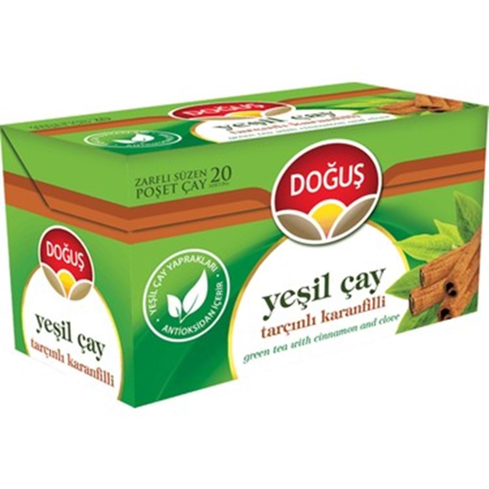 DOĞUŞ YEŞİL ÇAY TARÇINLI KARANFİLLİ 20 ADET SÜZEN POŞET ÇAY
