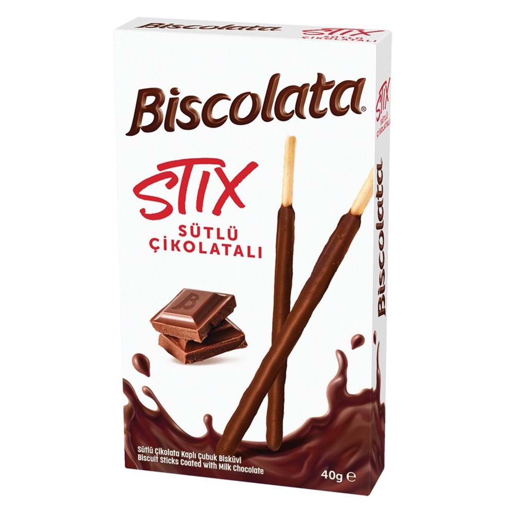BİSCOLATA STIX SÜTLÜ ÇİKOLATALI ÇUBUK BİSKÜVİ 40g
