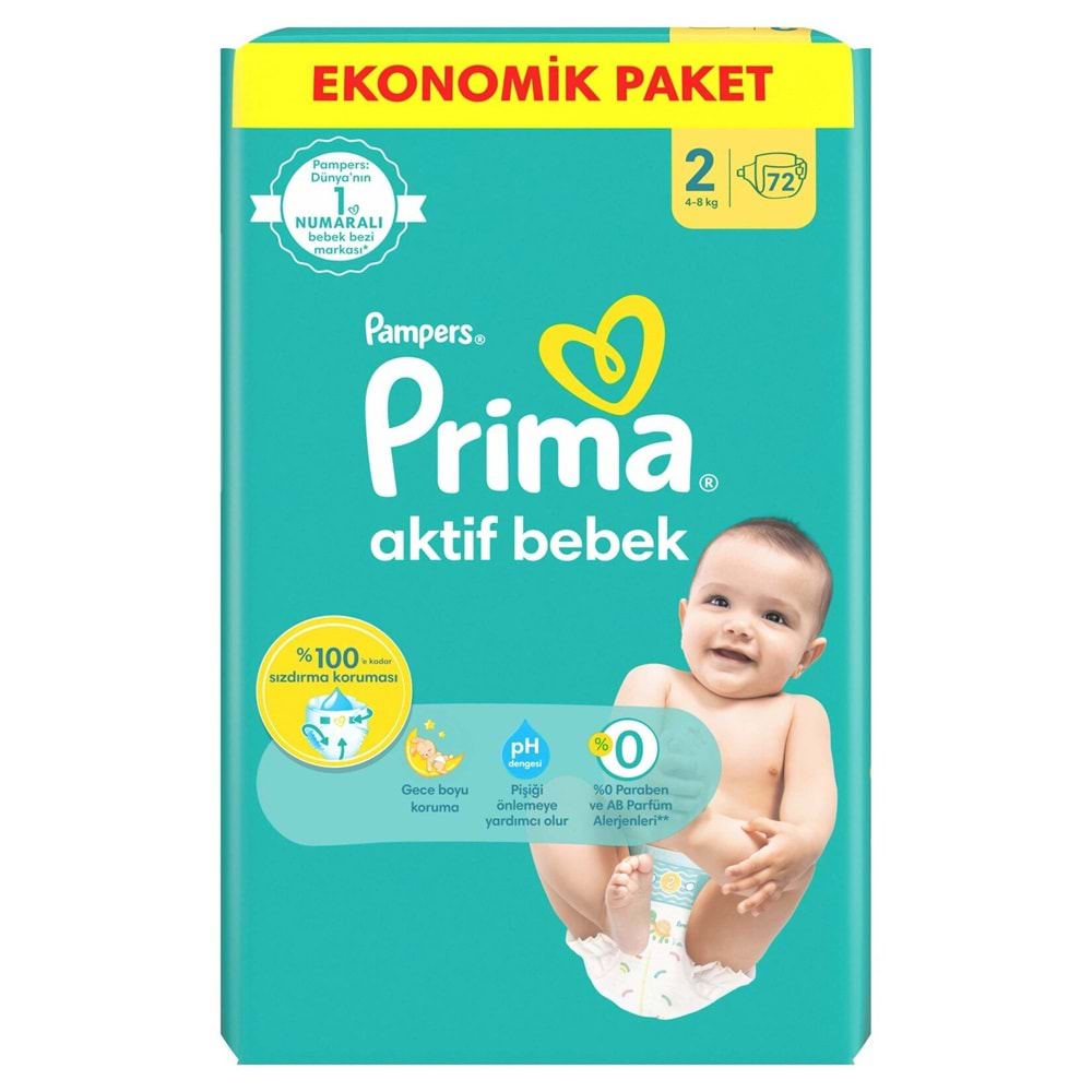 PRİMA EKONOMİK NO:2 BEDEN 72 ADET BEBEK BEZİ