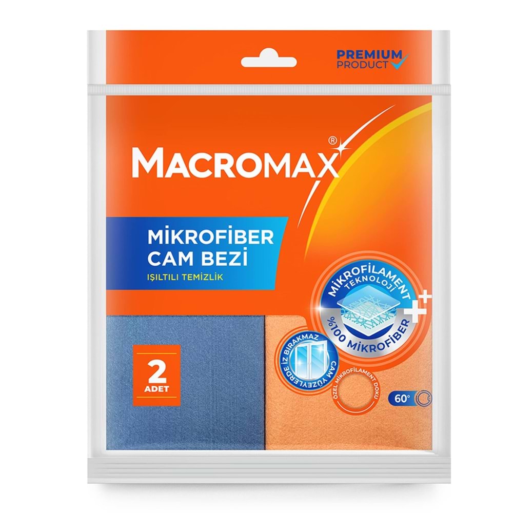 MACROMAX MİKROFİBER CAM BEZİ 2 ADET