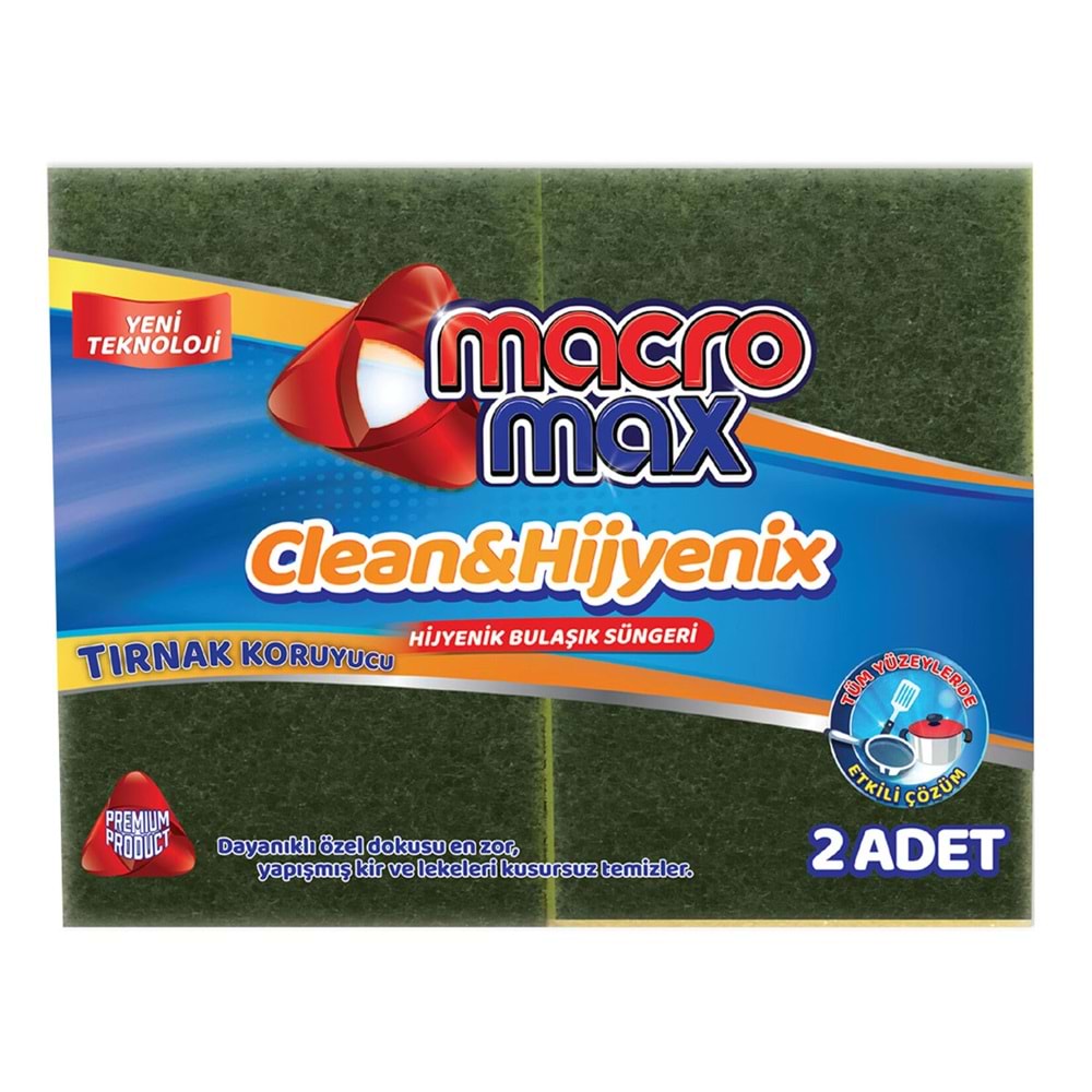MACROMAX KLASİK YEŞİL SÜNGER 2 ADET