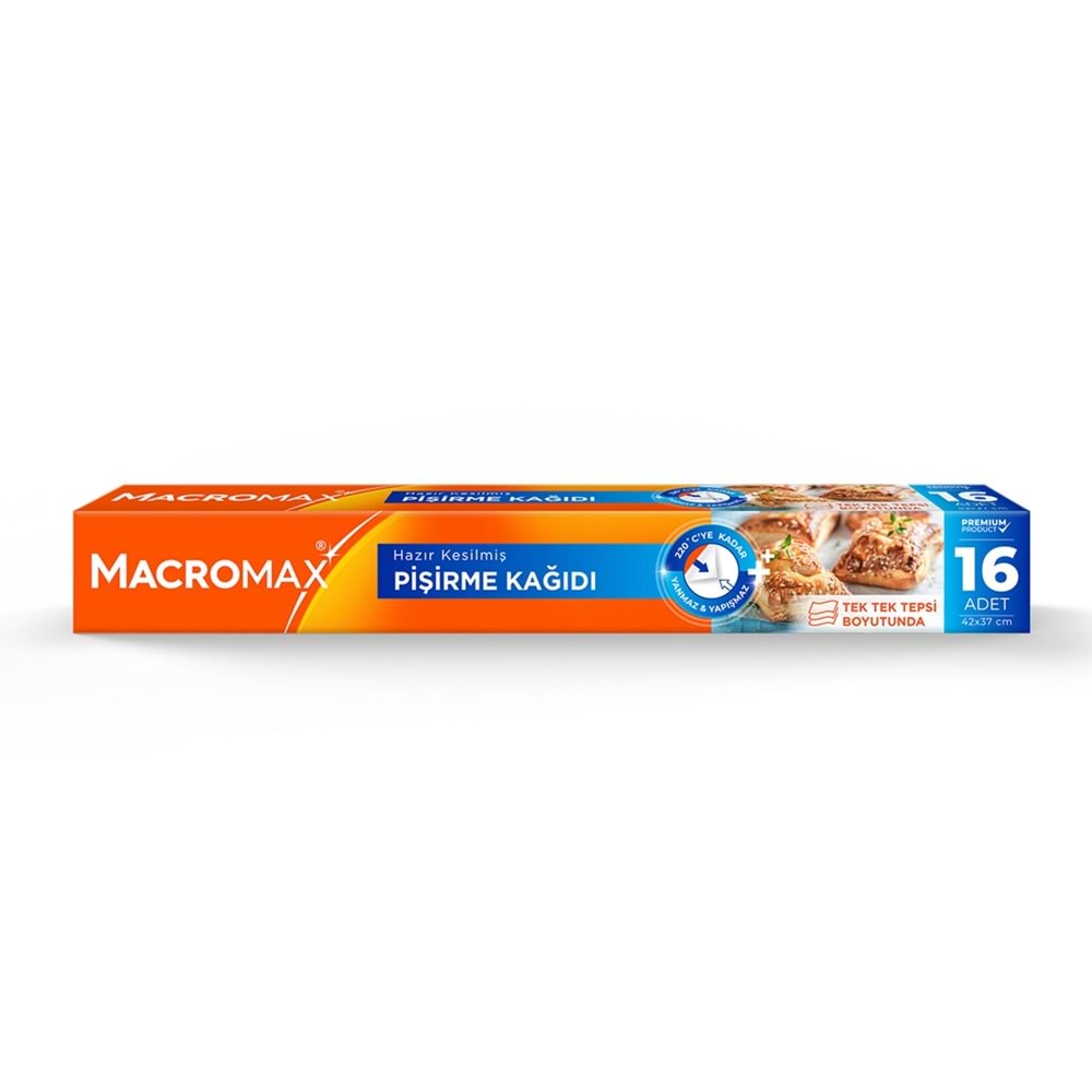 MACROMAX PİŞİRME KAĞIDI HAZIR KESİLMİŞ 16 ADET 42X37CM