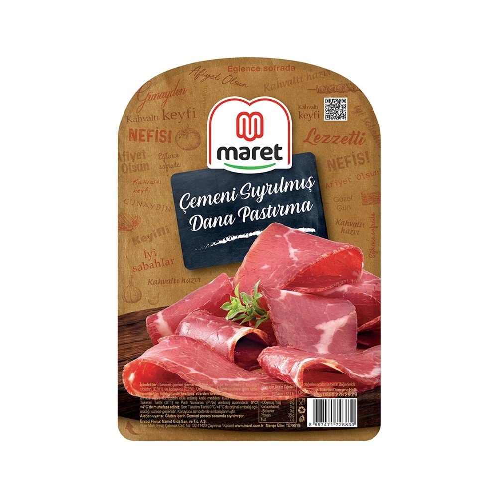 MARET ÇEMENİ SIYRILMIŞ DANA PASTIRMA 100G