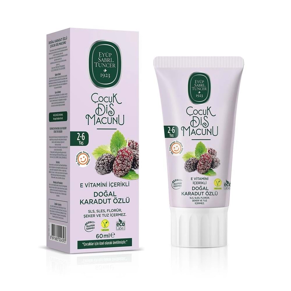 EST ÇOCUK DİŞ MACUNU DOĞAL KARADUT ÖZLÜ 60ML