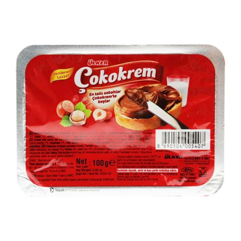 ÜLKER ÇOKOKREM KAKAOLU FINDIKLI KREMA 100G