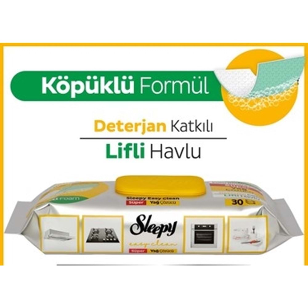 SLEEPY YAĞ ÇÖZÜCÜ DETERJAN KATKILI LİFLİ HAVLU 30 ADET