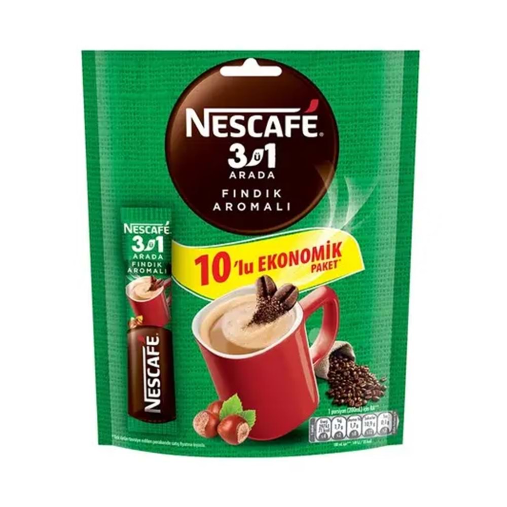 NESCAFE 3Ü1 ARADA FINDIK AROMALI 10LU PAKET