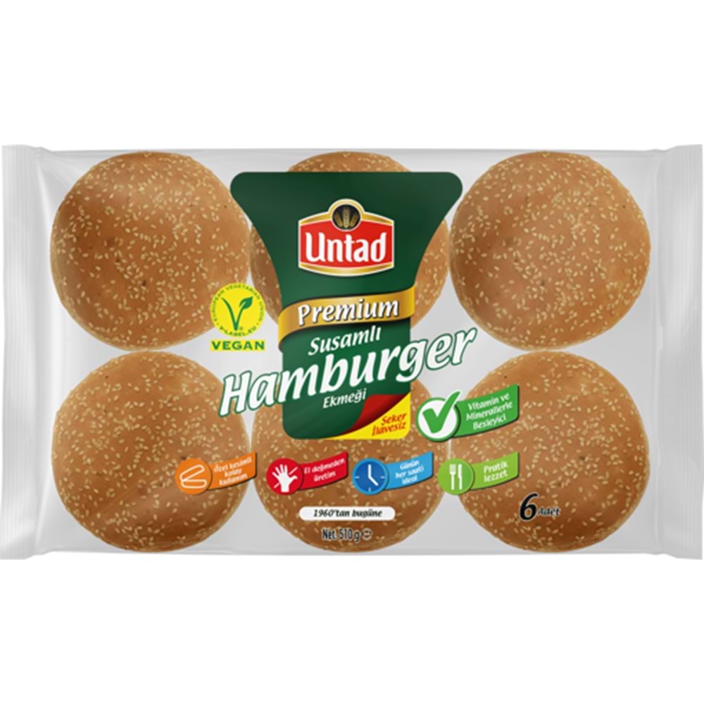 UNTAD PREMİUM SUSAMLI HAMBURGER EKMEĞİ 510G 6 ADET