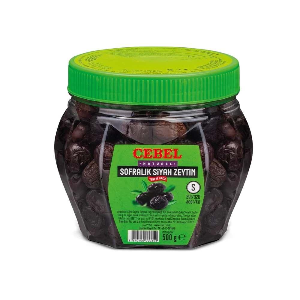 CEBBEL SOFRALIK SİYAH ZEYTİN S (291-320) 500G