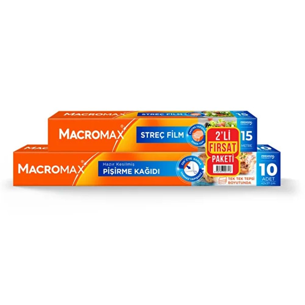 MACROMAX PİŞİRME KAĞIDI 2Lİ FIRSAT PAKETİ (STREÇ FİLM+PİŞİRME KAĞIDI)