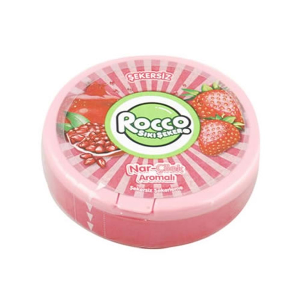 ROCCO ŞEKERSİZ SIKI ŞEKER NAR-ÇİLEK AROMALI 12G