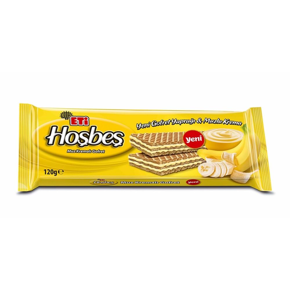 ETİ HOŞBEŞ MUZ KREMALI GOFRET 120g