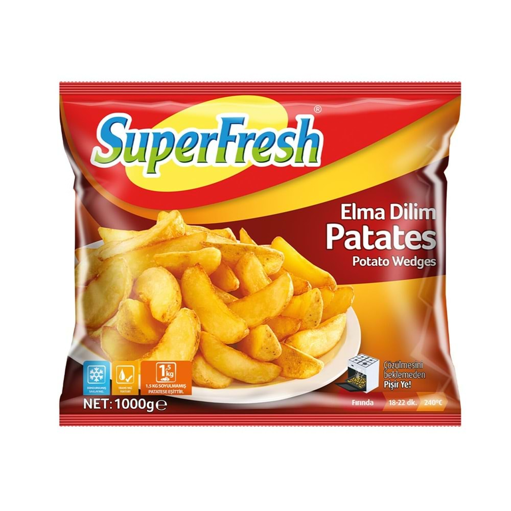 SUPERFRESH ELMA DİLİM PATATES 1000G