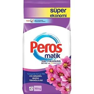 PEROS MATİK SIK YIKANAN BEYAZLAR VE RENKLİLER 10KG YILDIZ ÇİÇEĞİ