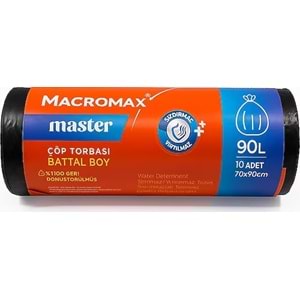 MACROMAX MASTER BATTAL BOY SİYAH ÇÖP TORBASI 70X90CM 10 ADET 90L