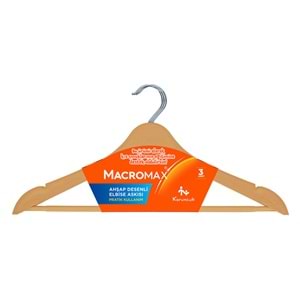 MACROMAX AHŞAP DESENLİ ELBİSE ASKISI 3 ADET