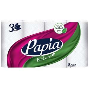 PAPİA BİOCARE HAVLU KAĞIT 8Lİ 3 KATLI