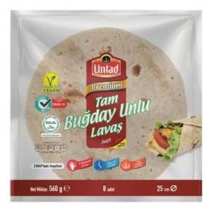 UNTAD PREMİUM TAM BUĞDAY UNLU LAVAŞ 8 ADET 560G