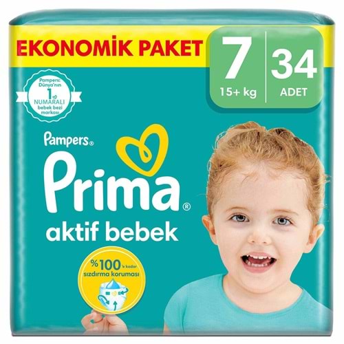 PRİMA EKONOMİK NO:7 BEDEN 34 ADET BEBEK BEZİ