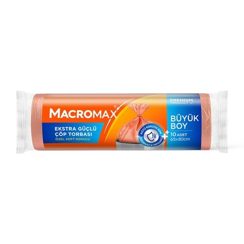 MACROMAX BÜYÜK BOY EKSTRA GÜÇLÜ ÇÖP TORBASI 65X80CM 10 ADET