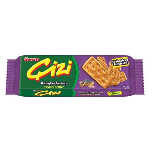 ÜLKER ÇİZİ HAŞHAŞLI VE BAHARATLI PEYNİRLİ KRAKER 70G