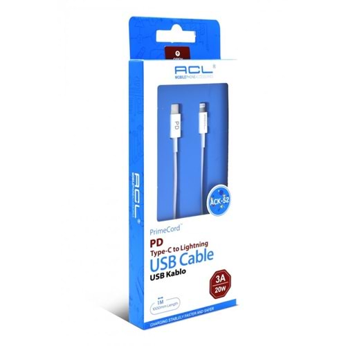 ACL USB-C TO LİGHTNİNG KABLO ACK-52 1M