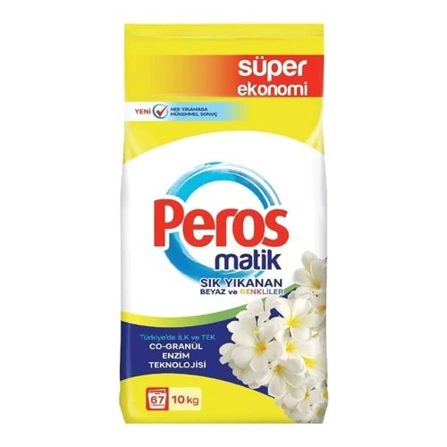 PEROS MATİK SIK YIKAMA BEYAZ ÇİÇEK RENKLİ 10KG