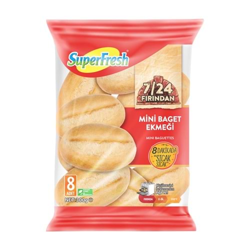 SUPERFRESH FIRINDAN MİNİ BAGET EKMEĞİ 8 ADET 300G