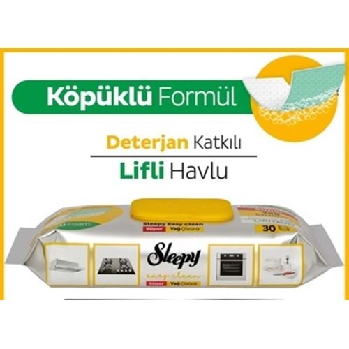 SLEEPY YAĞ ÇÖZÜCÜ DETERJAN KATKILI LİFLİ HAVLU 30 ADET