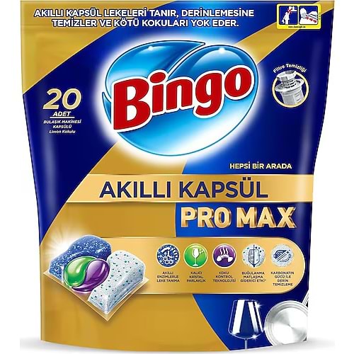 BİNGO AKILLI KAPSÜL PRO MAX 20 ADET BULAŞIK TABLETİ
