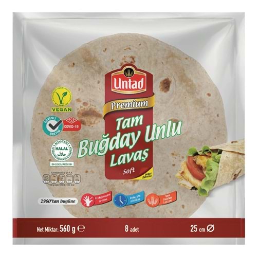 UNTAD PREMİUM TAM BUĞDAY UNLU LAVAŞ 8 ADET 560G