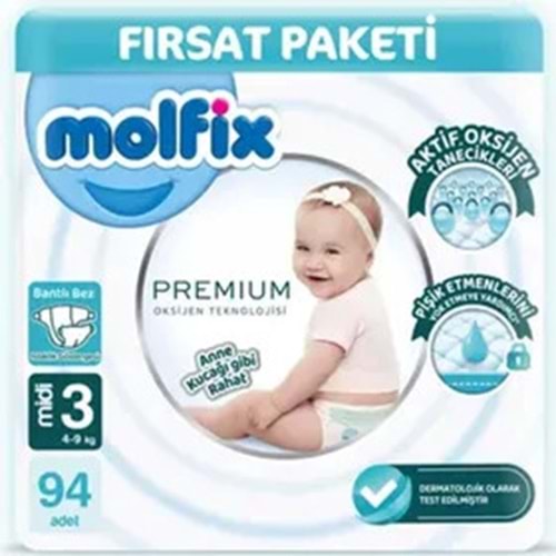 MOLFİX MİDİ 3 NUMARA 4-9KG BEBEK BEZİ 94 ADET