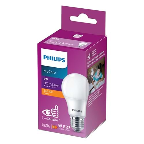 PHILIPS MYCARE 720 LUMEN SARI IŞIK AMPÜL 8W