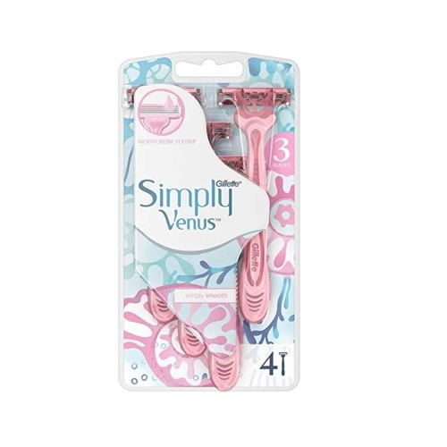 GİLETTE VENÜS SİMPLY 3 BICAKLI 4 LÜ TAKIM