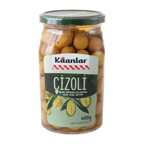 KAANLAR ÇİZOLİ ÇİZİK YEŞİL ZEYTİN 400G CAM ŞİŞE