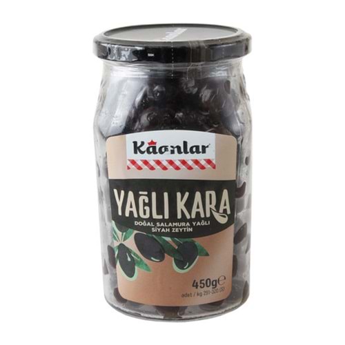 KAANLAR YAĞLI KARA ZEYTİN 450G CAM ŞİŞE