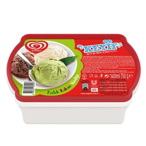 ALGİDA KEYİF KAKAO-FISTIK-VANİLYA 1400ML