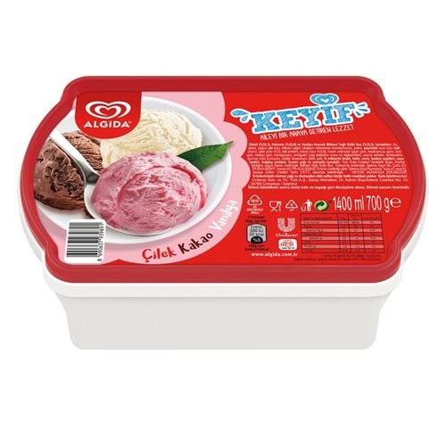 ALGİDA KEYİF ÇİLEK-KAKAO-VANİLYA 1400ML