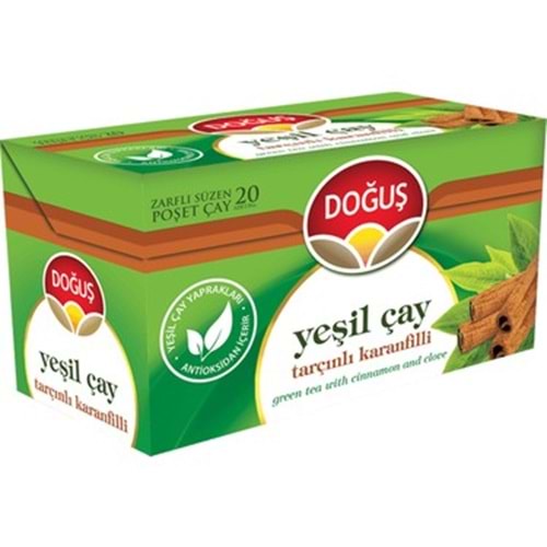 DOĞUŞ YEŞİL ÇAY TARÇINLI KARANFİLLİ 20 ADET SÜZEN POŞET ÇAY