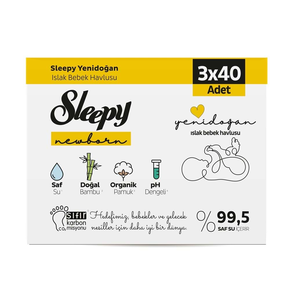 SLEEPY NBORN BEBEK HAVLUSU 3X40 ADET