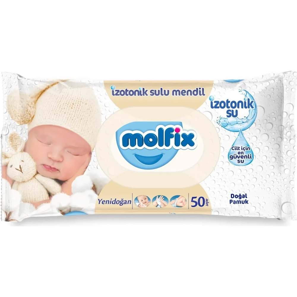 MOLFİX YENİDOĞAN İZOTONİK SULU ISLAK MENDİL 50 ADET