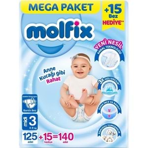 MOLFİX MEGA PAKET 3 NUMARA 4-9KG 140 ADET BEBEK BEZİ