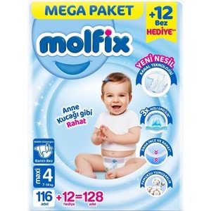 MOLFİX MEGA PAKET 4 NUMARA 7-14KG 128 ADET BEBEK BEZİ