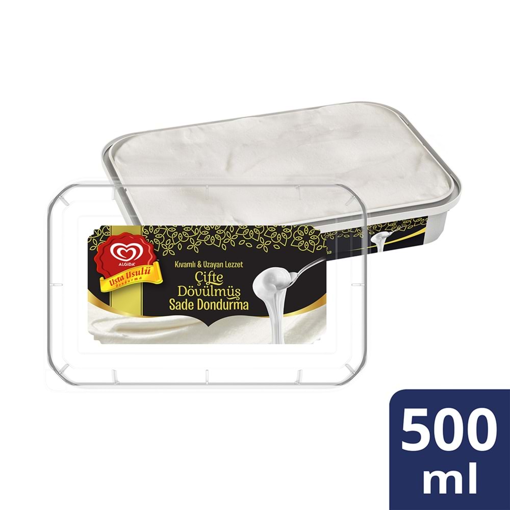 ALGİDA USTA USULÜ ÇİFTE DÖVÜLMÜŞ SADE DONDURMA 500ML