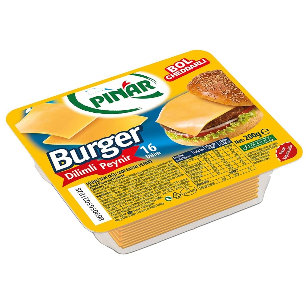 PINAR BURGER DİLİMLİ PEYNİR 16 DİLİM 200G